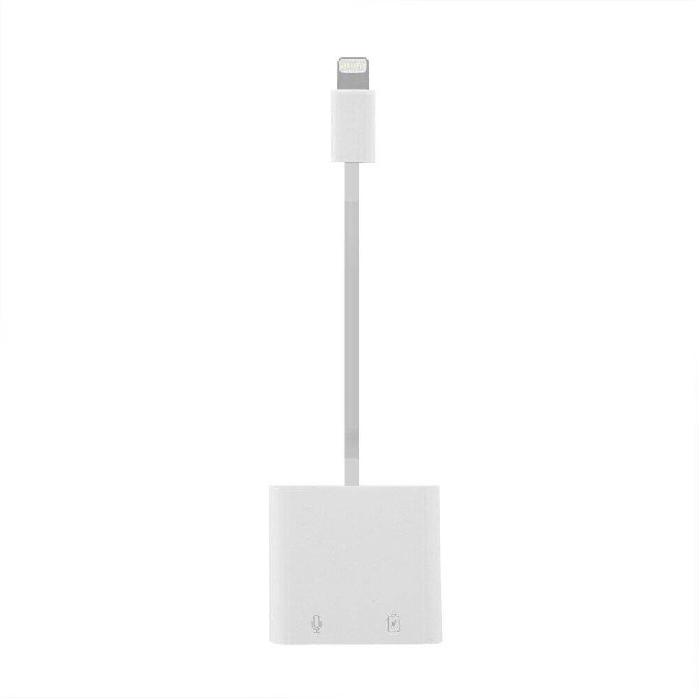 2in1 Adapter für Lightning Ladekabel auf 3.5mm Audio mit Anruffunktion, weiß