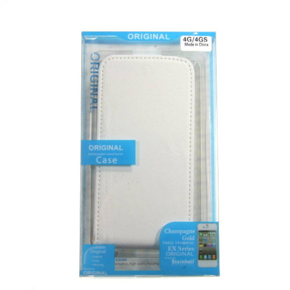 Slim Leder Flip Hülle für iPhone 4 4s Weiß Handy Tasche Schutz