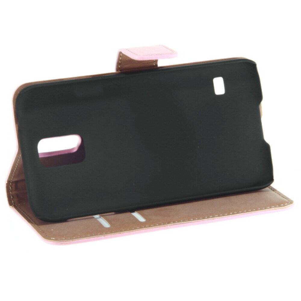 Book Case Handyhülle für Samsung Galaxy S5 Pink Künstliches Leder Tasche Schutz