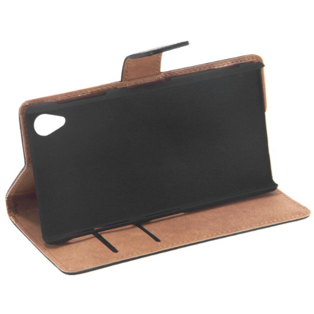 Slim Leder Book Case Handyhülle für Sony Xperia Z1 schwarz