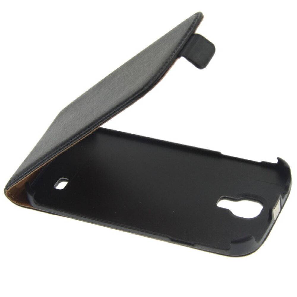 Slim Leder Flip Handyhülle für Galaxy S4 I9500 Schwarz Schutz Tasche