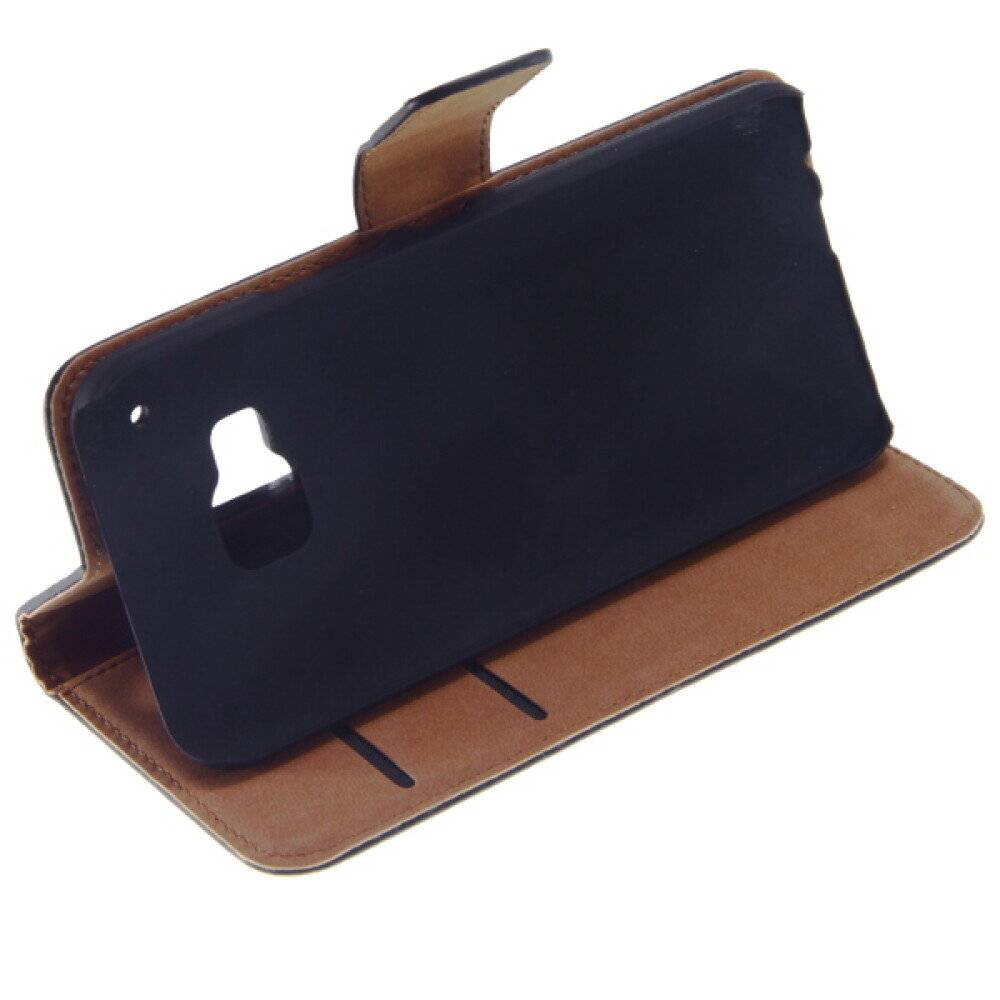 Leder Handyhülle für HTC M9 Schwarz Hülle Tasche Schutz 4250710561445