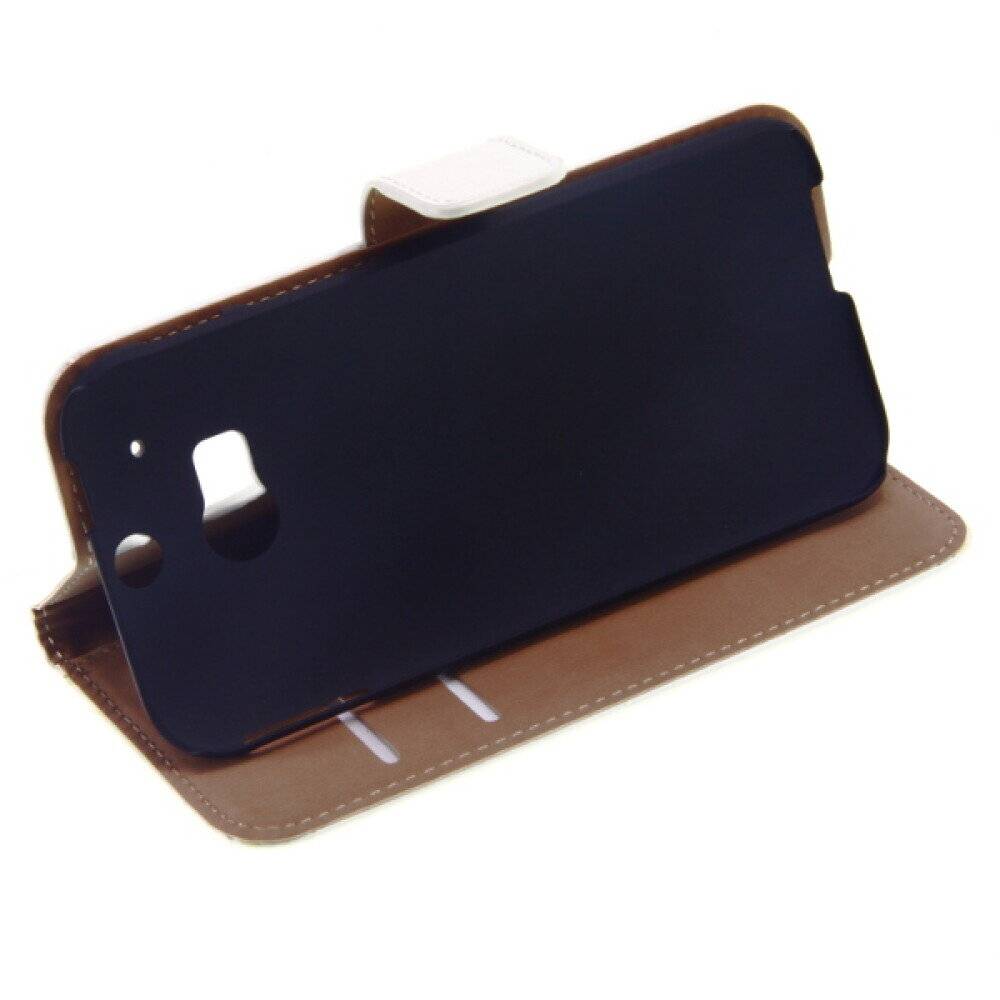 Book Case Handyhülle für HTC M8 Weiß Schutz Tasche