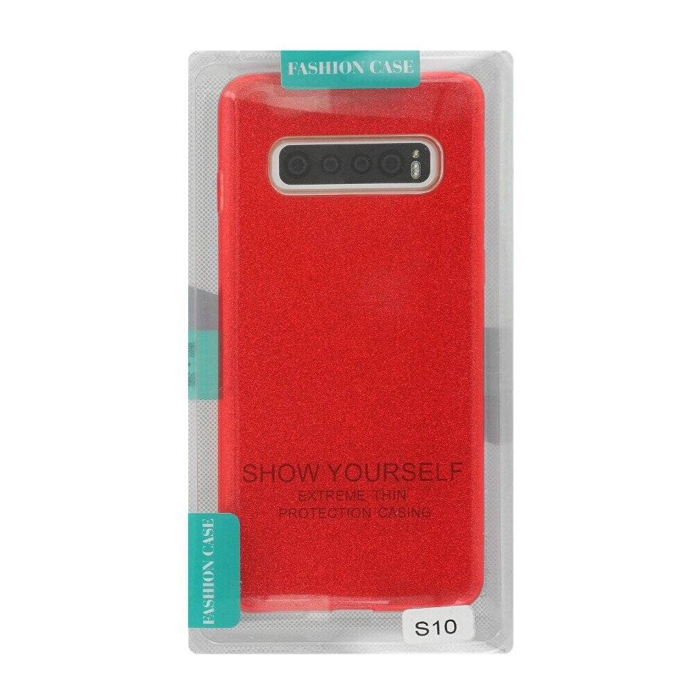 Silikon Handyhülle für Samsung Galaxy S10 Rot Glitzer cnt1303