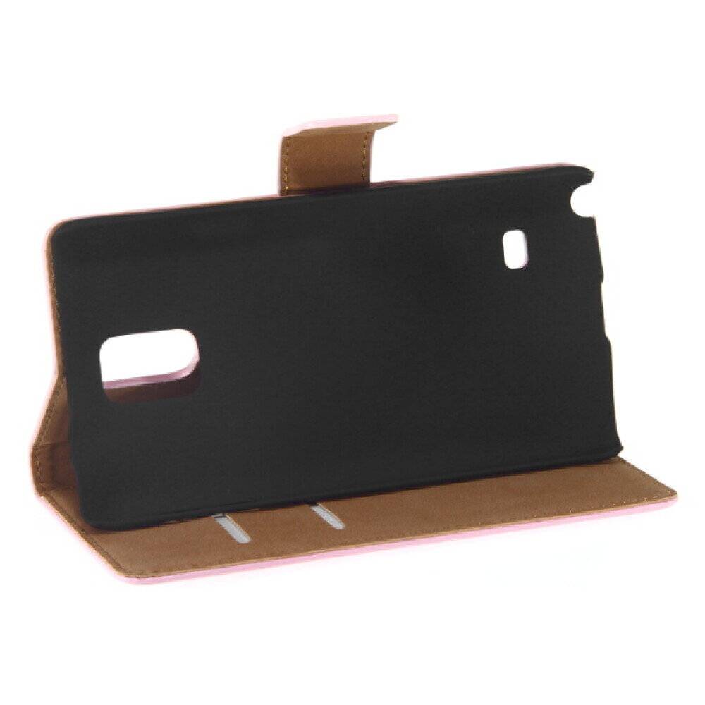 Book Case Handyhülle für Galaxy Note 4 Pink Leder Schutz 4250710555796
