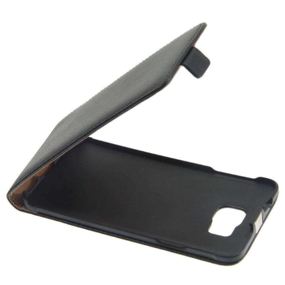 Slim Leder Flip Handyhülle für Samsung Galaxy Alpha G850 - schwarz Schutz Case