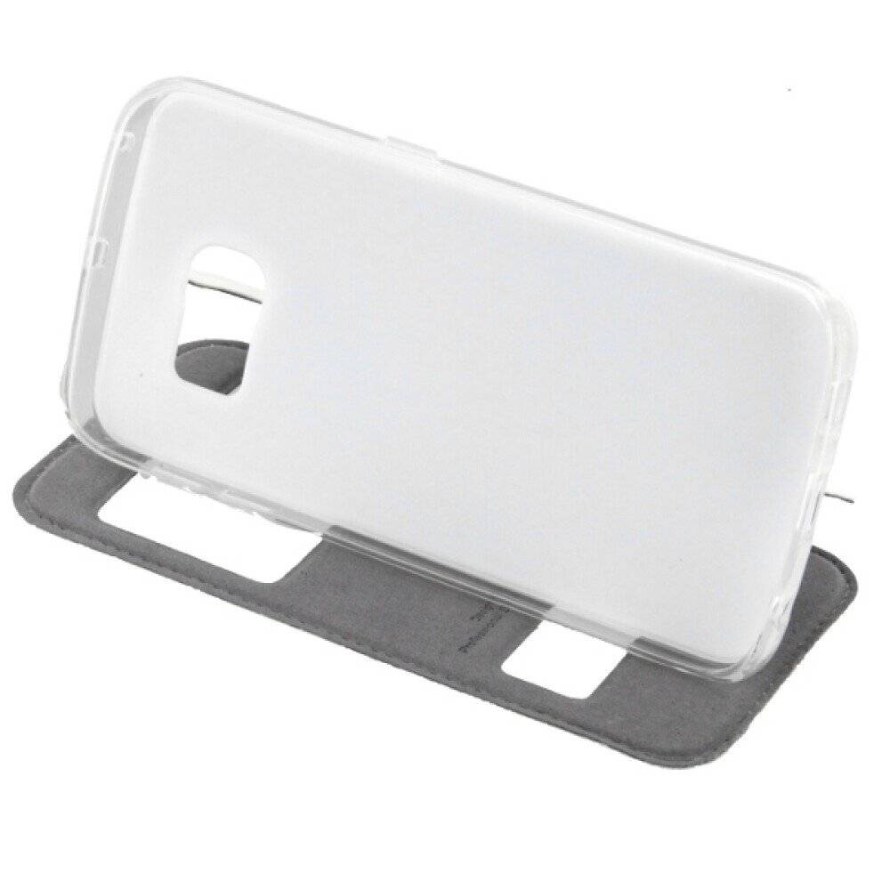 Flip Cover Handyhülle für Samsung S6 Edge Weiß Magnetisch