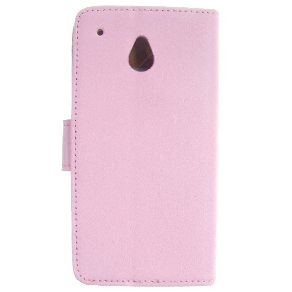 Book Case Handyhülle für HTC M4 Mini Rosa Leder 4250710542529