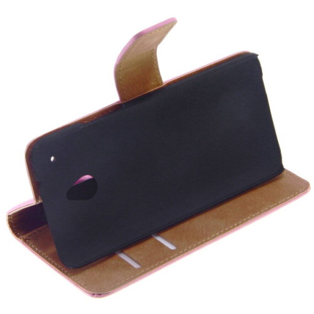 Book Case Handyhülle für HTC M4 Mini Rosa Leder 4250710542529