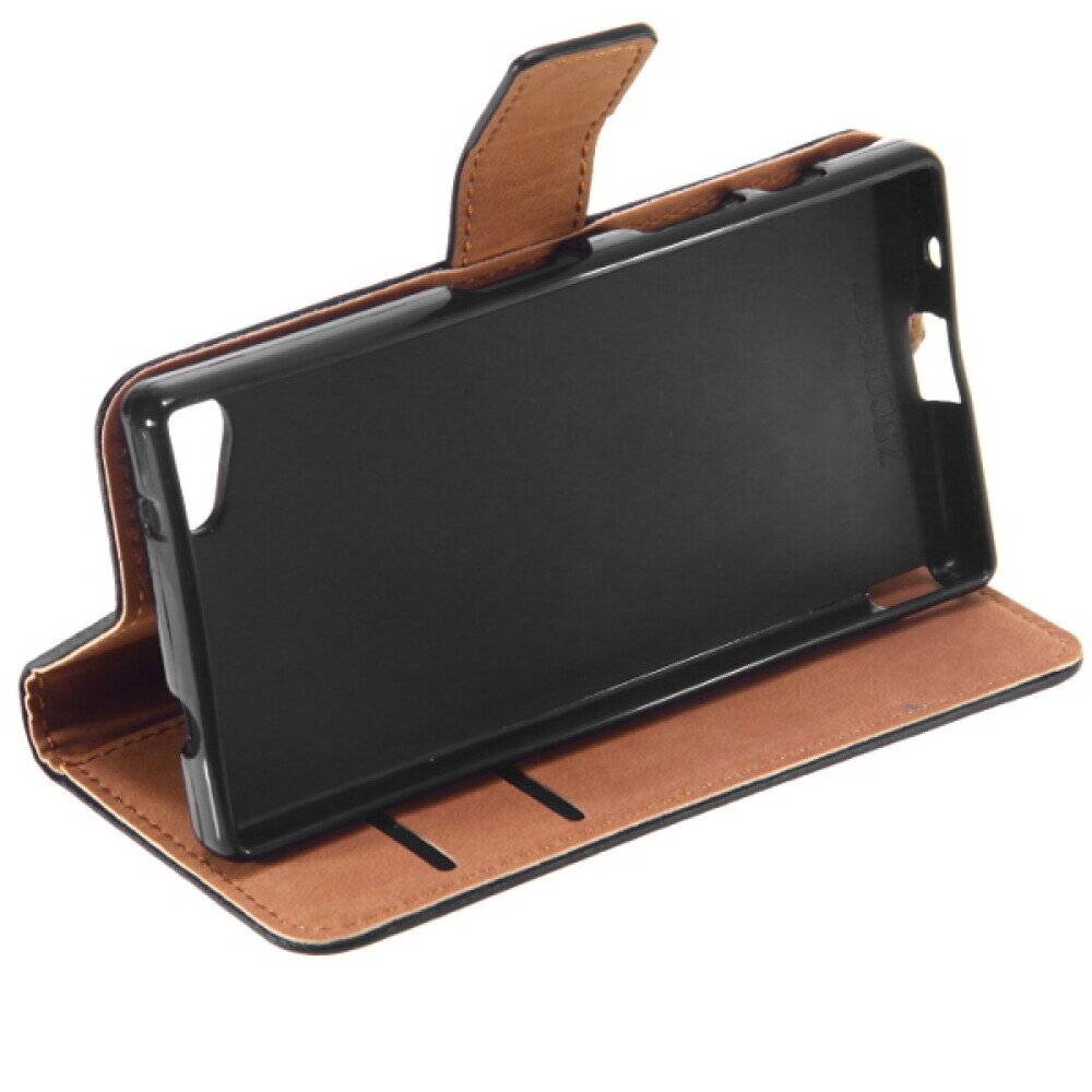 Slim Book Case Handyhülle für Sony Xperia Z5 Compact Schwarz