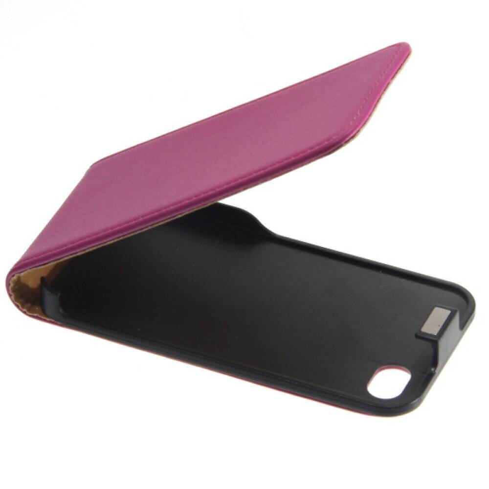 Slim Leder Flip Hülle für iPhone 4 4s Hot Pink Handy Tasche Schutz