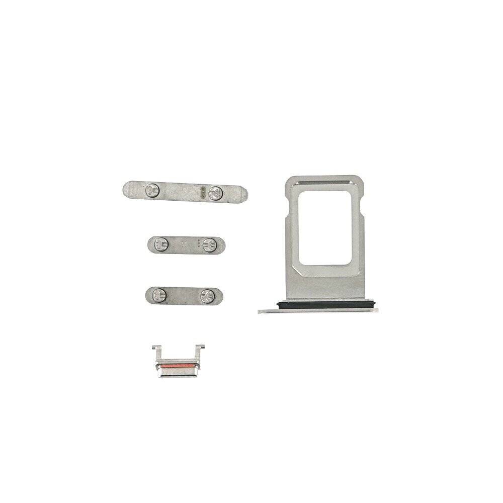 Tasten Set für iPhone XS Max silber Ersatz Knopf Taste Stummschalttaste