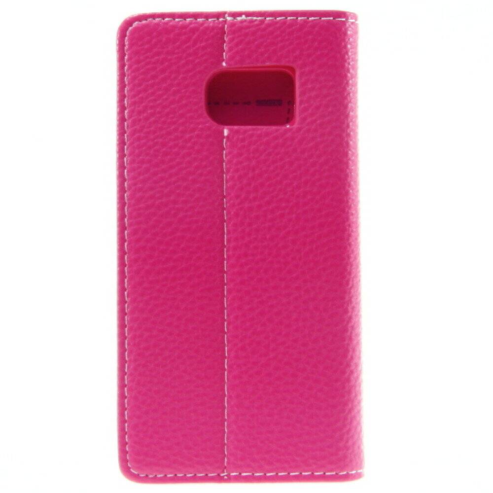 Book Case Handyhülle für Samsung Galaxy S6 Edge Pink Schutz Tasche
