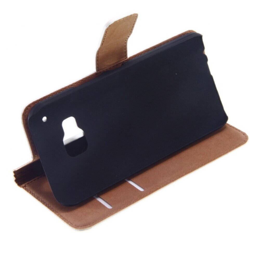 Book Case Handyhülle für HTC M9 Weiß Leder 4250710561452
