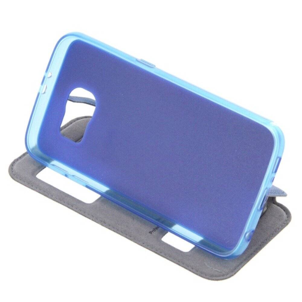 Flip Case Handyhülle für Samsung Galaxy S6 Blau Schutz Tasche