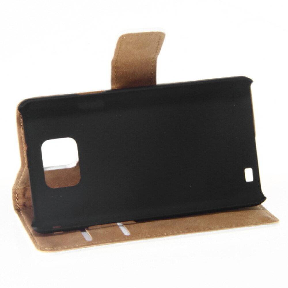 Book Case Handyhülle für Samsung Galaxy S2 Weiß Leder 4250710543199