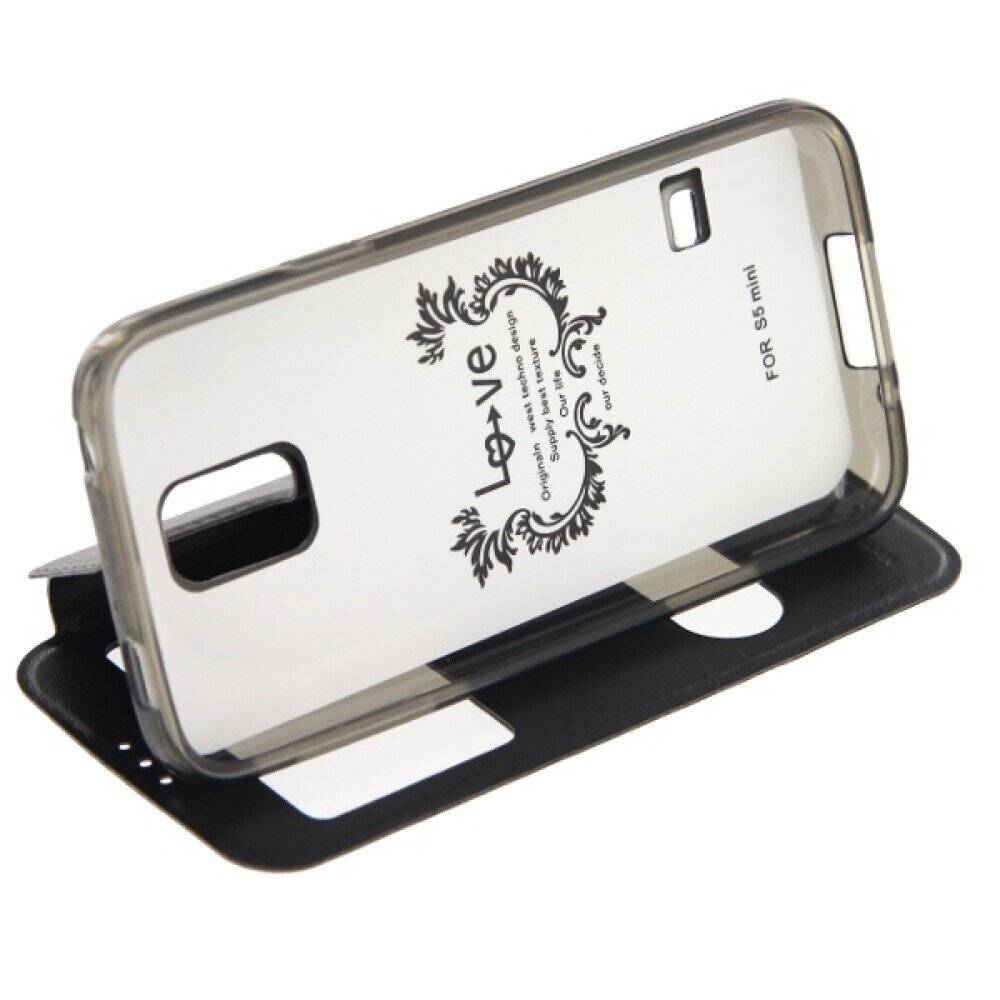 Flip Cover Handyhülle für Samsung Galaxy S5 Mini Schwarz