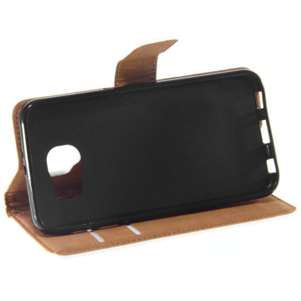 Book Case Handyhülle für Galaxy S6 Weiß Leder 4250710561278