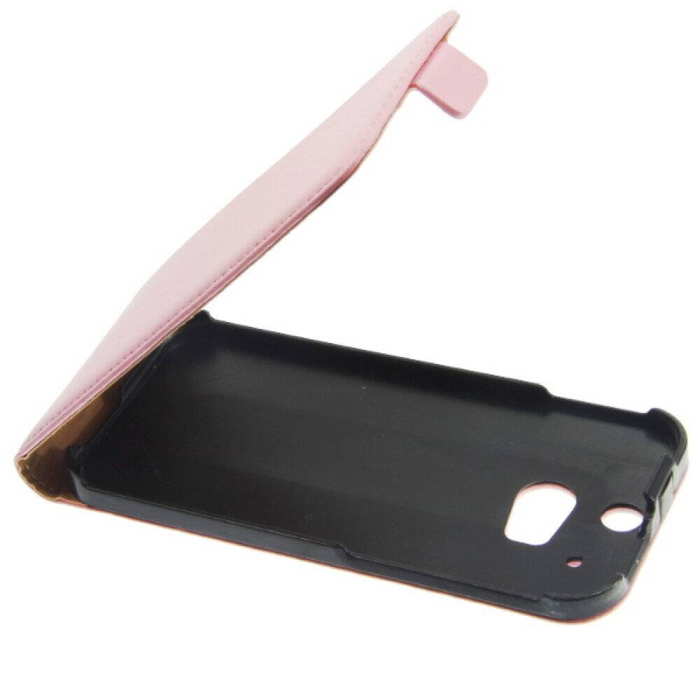 Slim Leder Flip Handyhülle für HTC One M8 pink
