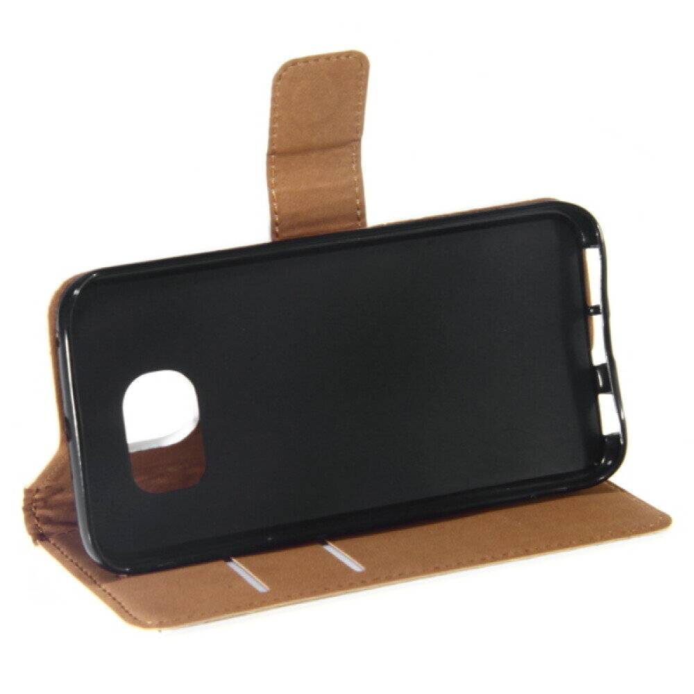 Book Case Handyhülle für Galaxy S6 Edge Weiß Leder 4250710561377