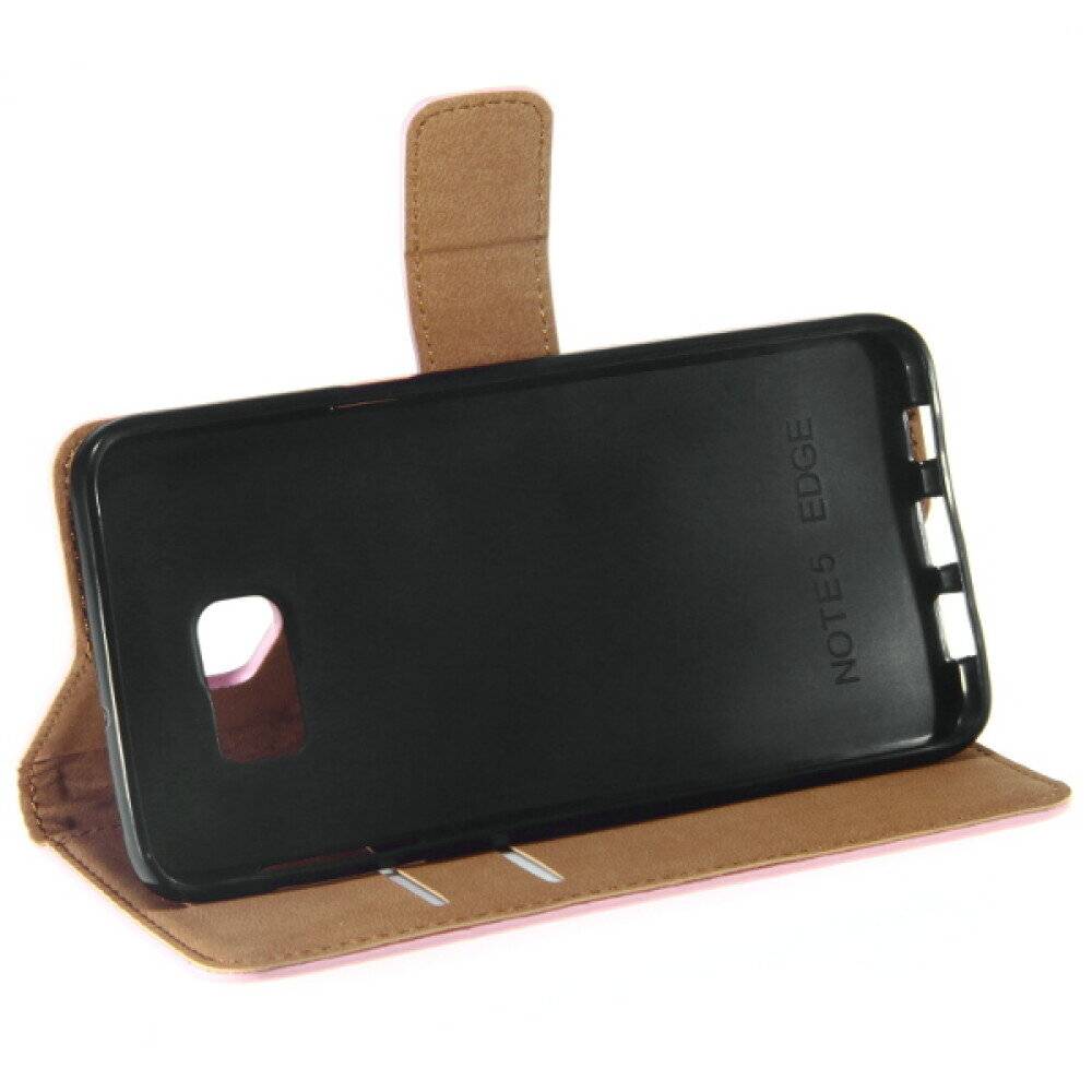 Book Case Handyhülle für Samsung Galaxy S6 Edge Plus Rosa Leder 4250710564835