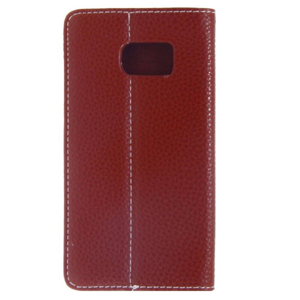 Book Case Handyhülle für Galaxy S6 Edge Braun Schutz Tasche