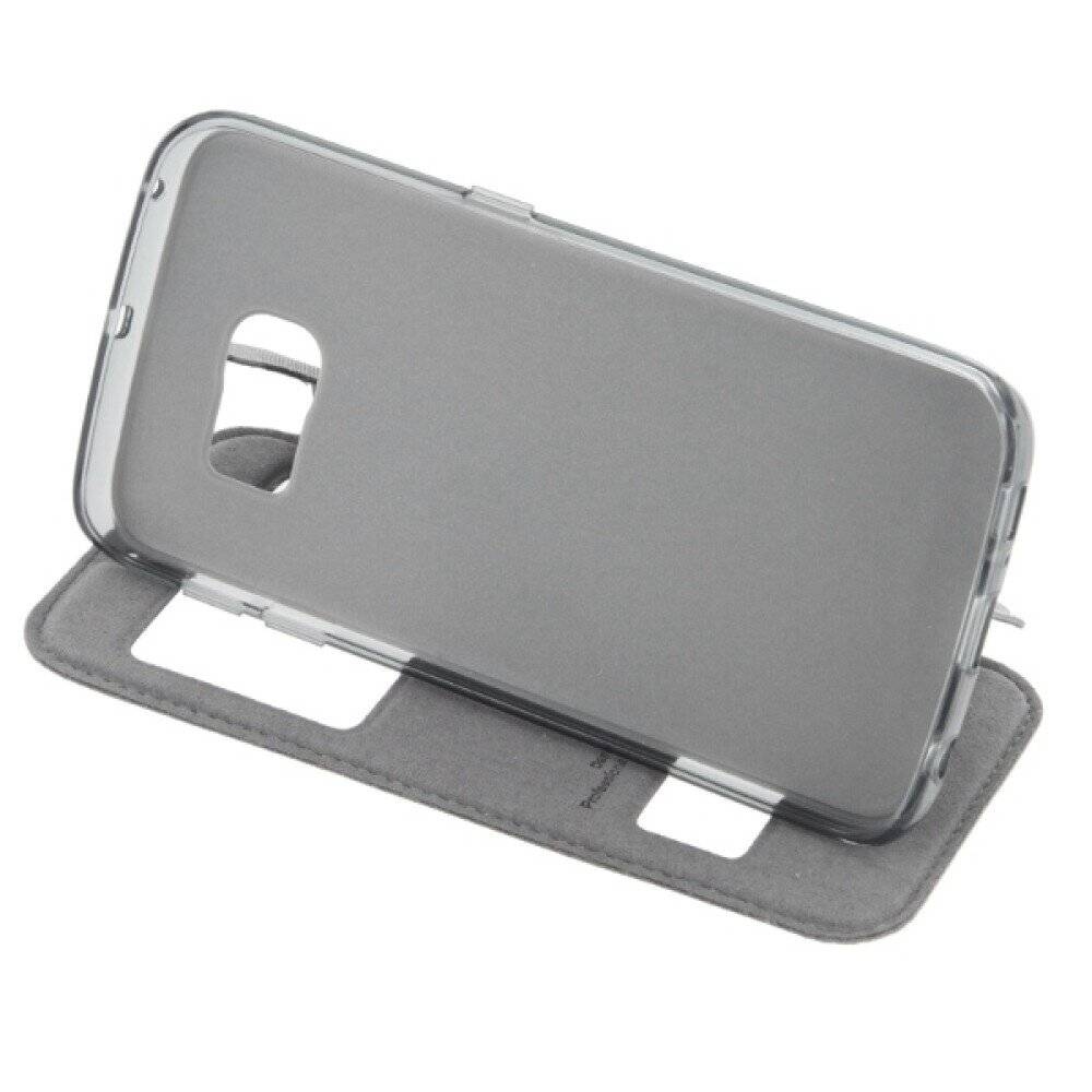 Lux Magnet Flip Handyhülle für Samsung S6 Edge grau Schutzhülle Tasche
