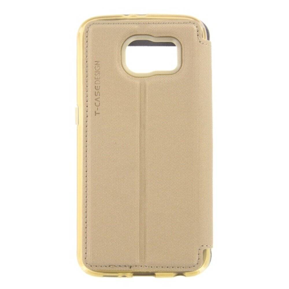 Lux Magnet Flip Handyhülle für Samsung Galaxy S6 Gold Schutz Tasche