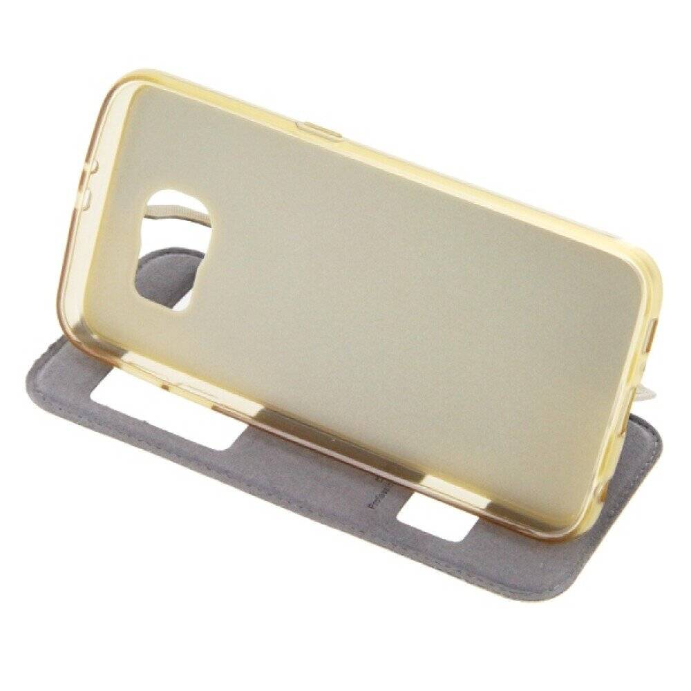 Lux Magnet Flip Handyhülle für Samsung Galaxy S6 Gold Schutz Tasche