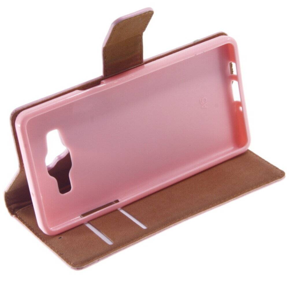 Leder Book Case Handyhülle für Samsung Galaxy A5 A500 Pink Schutz 4250710560851