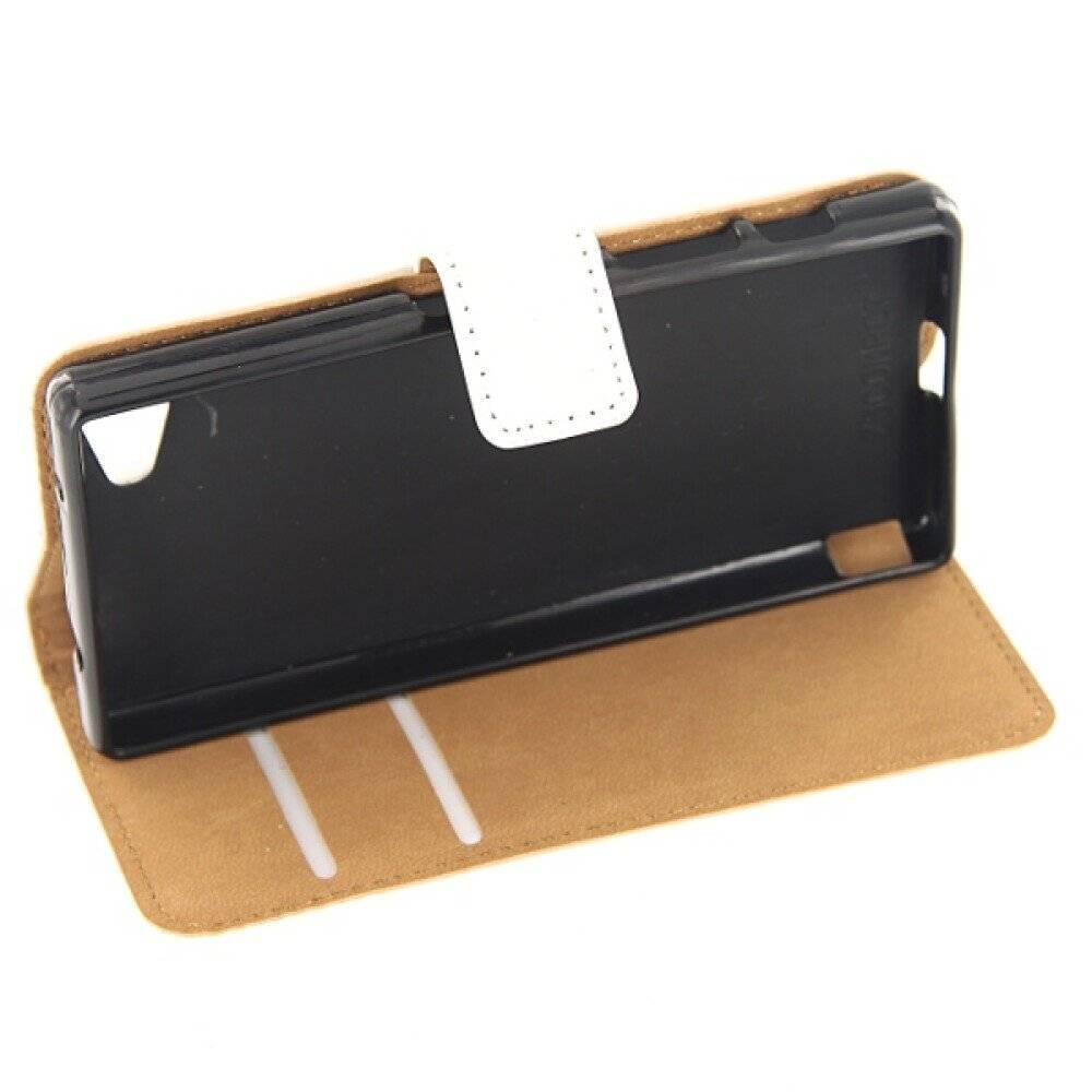 Book Case Handyhülle für Sony Xperia Z5 Compact Weiß Leder Schutz