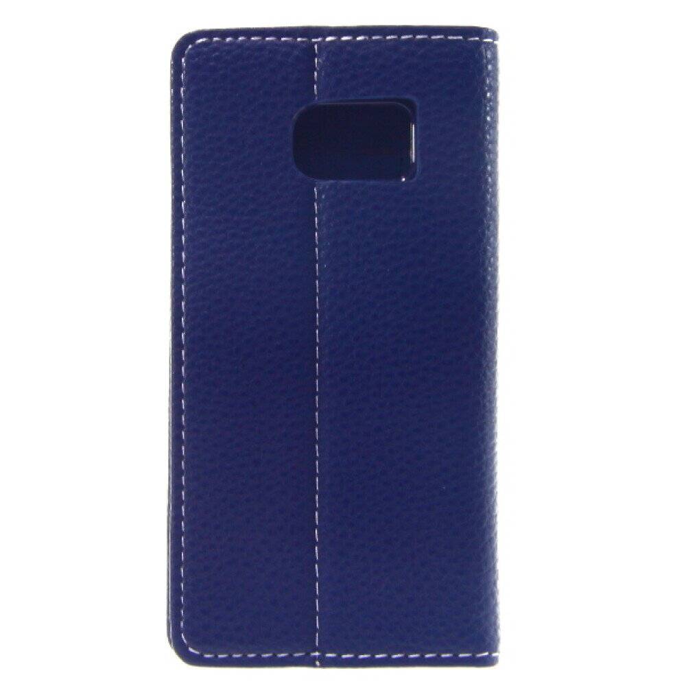 Book Case Handyhülle für Samsung Galaxy S6 Edge Blau Schutz Tasche