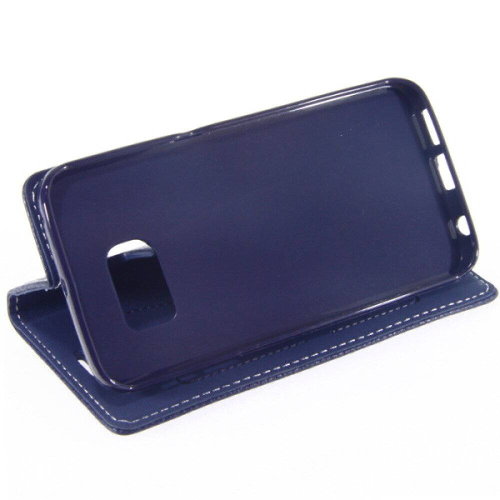 Book Case Handyhülle für Samsung Galaxy S6 Edge Blau Schutz Tasche