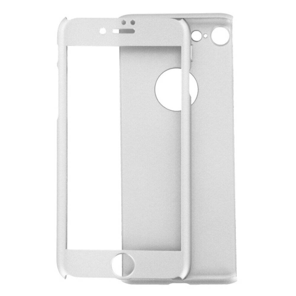 360° Handyhülle für iPhone 7 Silber Schutz Tasche