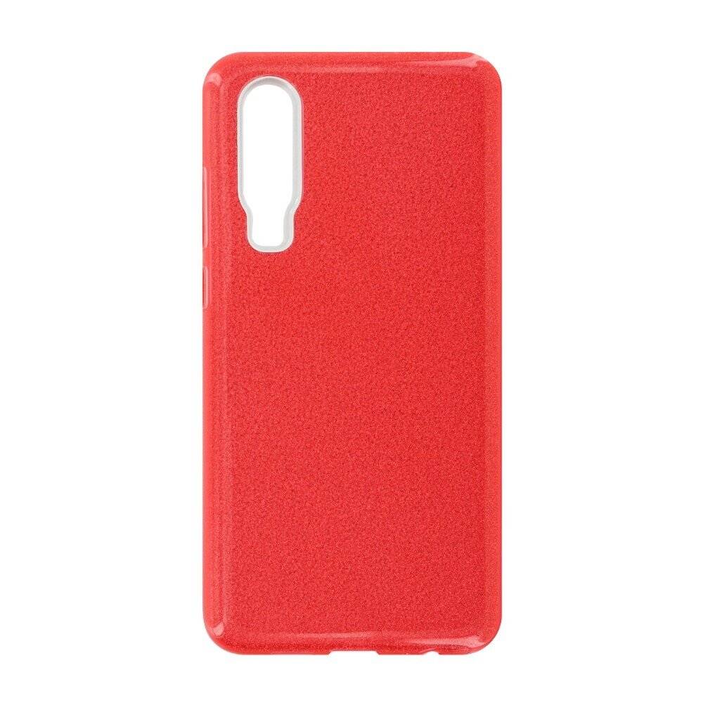 Silikon Handyhülle für Huawei P30 Rot Glitzernde Schutz Case cnt1288