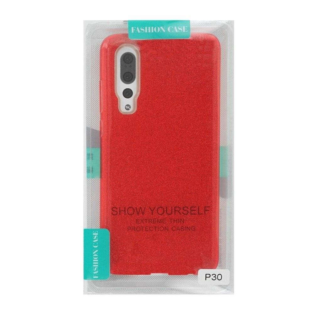 Silikon Handyhülle für Huawei P30 Rot Glitzernde Schutz Case cnt1288