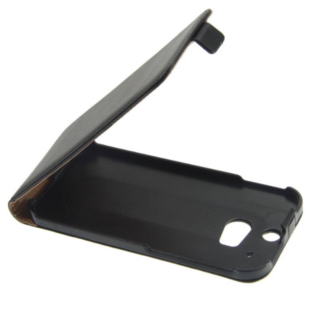 Leder Flip Handyhülle für HTC One M8 Schwarz 4250710552856