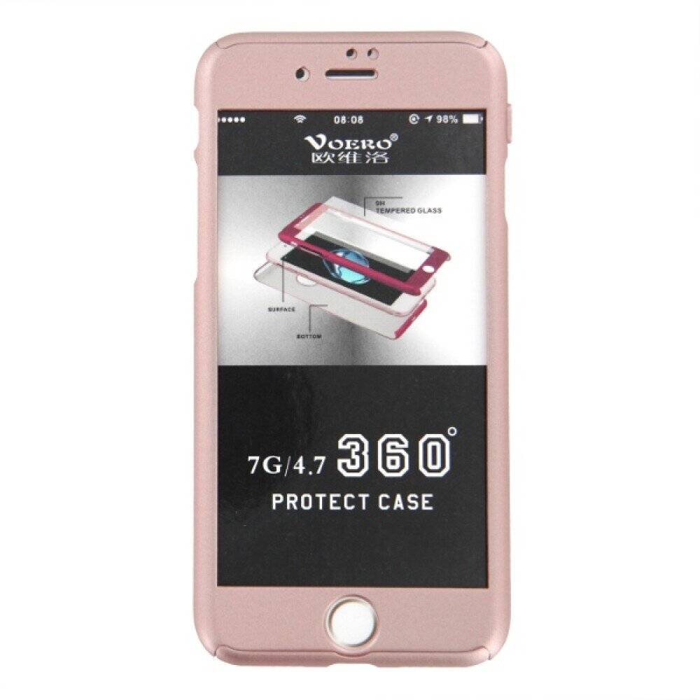 360° Handyhülle für iPhone 7 Rose Gold Schutz Case