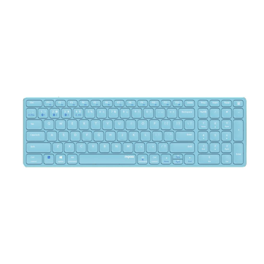 Rapoo E9700M - Volle Größe (100%) - Kabellos - RF Wireless + Bluetooth - Scherenschalter - QWERTZ - Blau