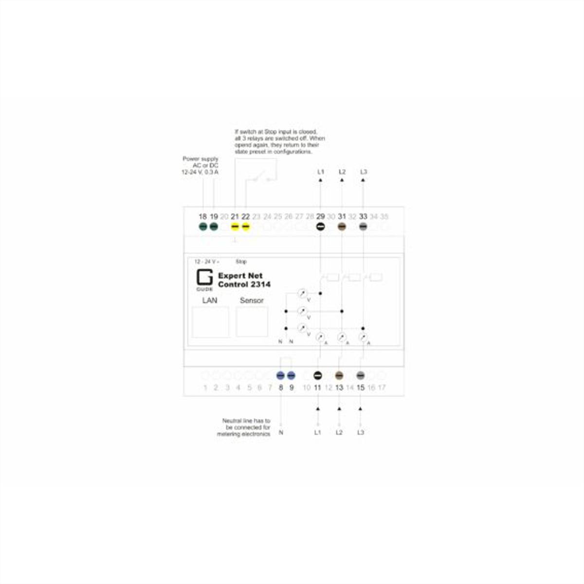 GUDE 2314-1 IP-Relais Steuerung mit 3 Ausgängen und Energiemessung DIN Rail