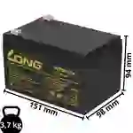 Kung Long VdS WP12-12 12V 12Ah AGM Blei Accu Batterie wartungsfrei Kung Long VdS WP12-12 12V 12Ah AGM Blei Accu Batterie wartungsfrei