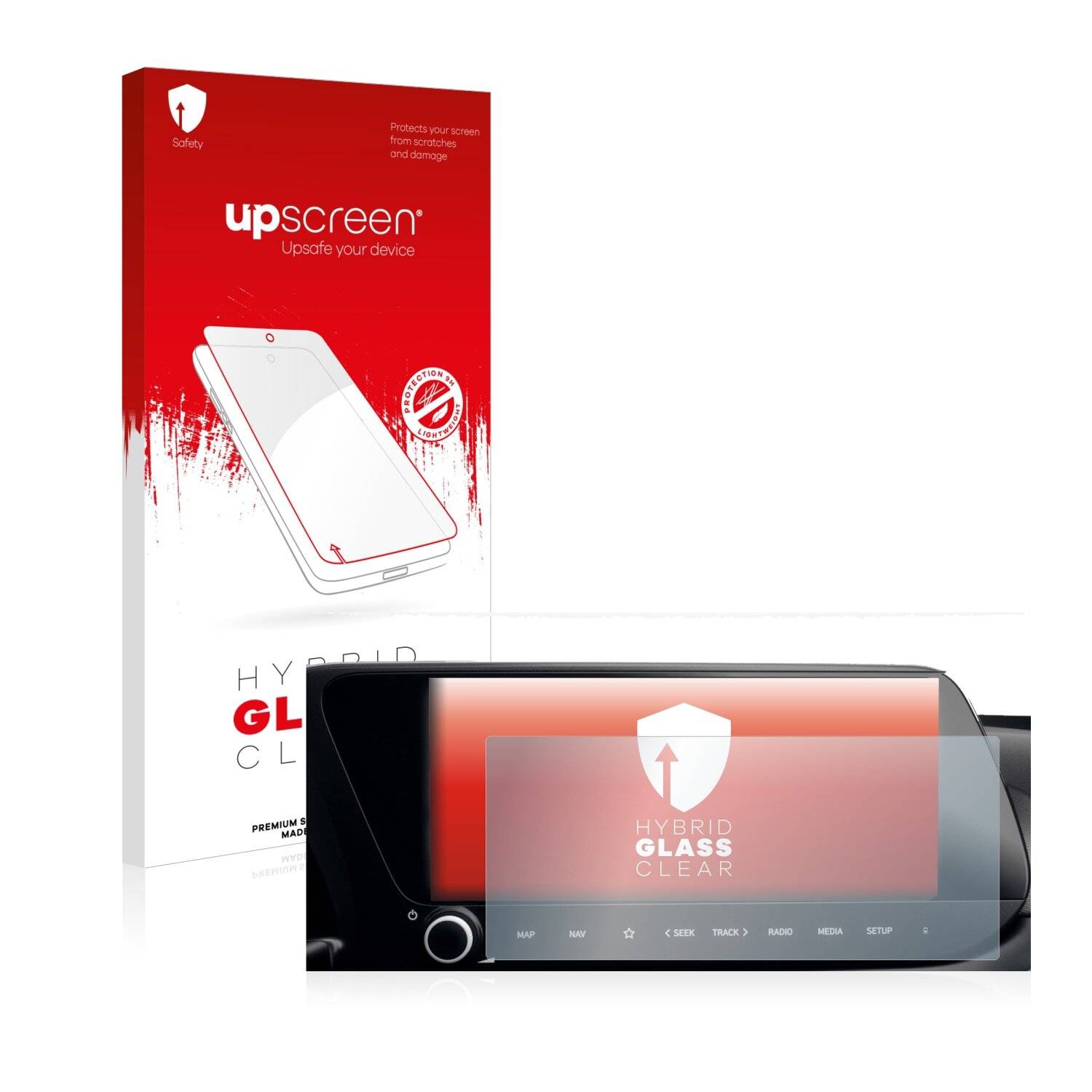 upscreen Hybrid Glass Clear Premium Schutzglas Folie für Hyundai i20 2022 Infotainment System