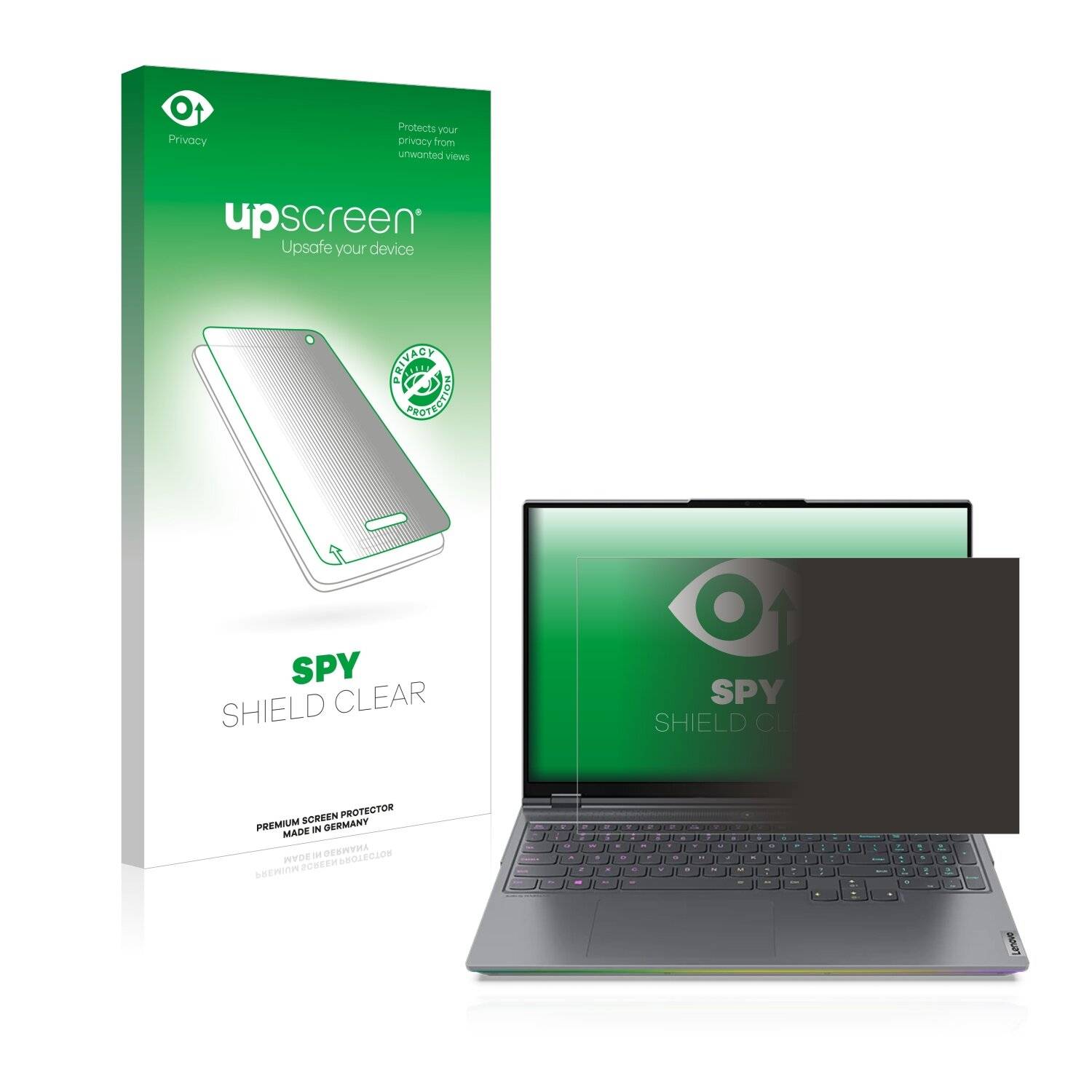 upscreen Spy Shield Clear Premium Blickschutzfolie für Lenovo Legion 7i Gen 6