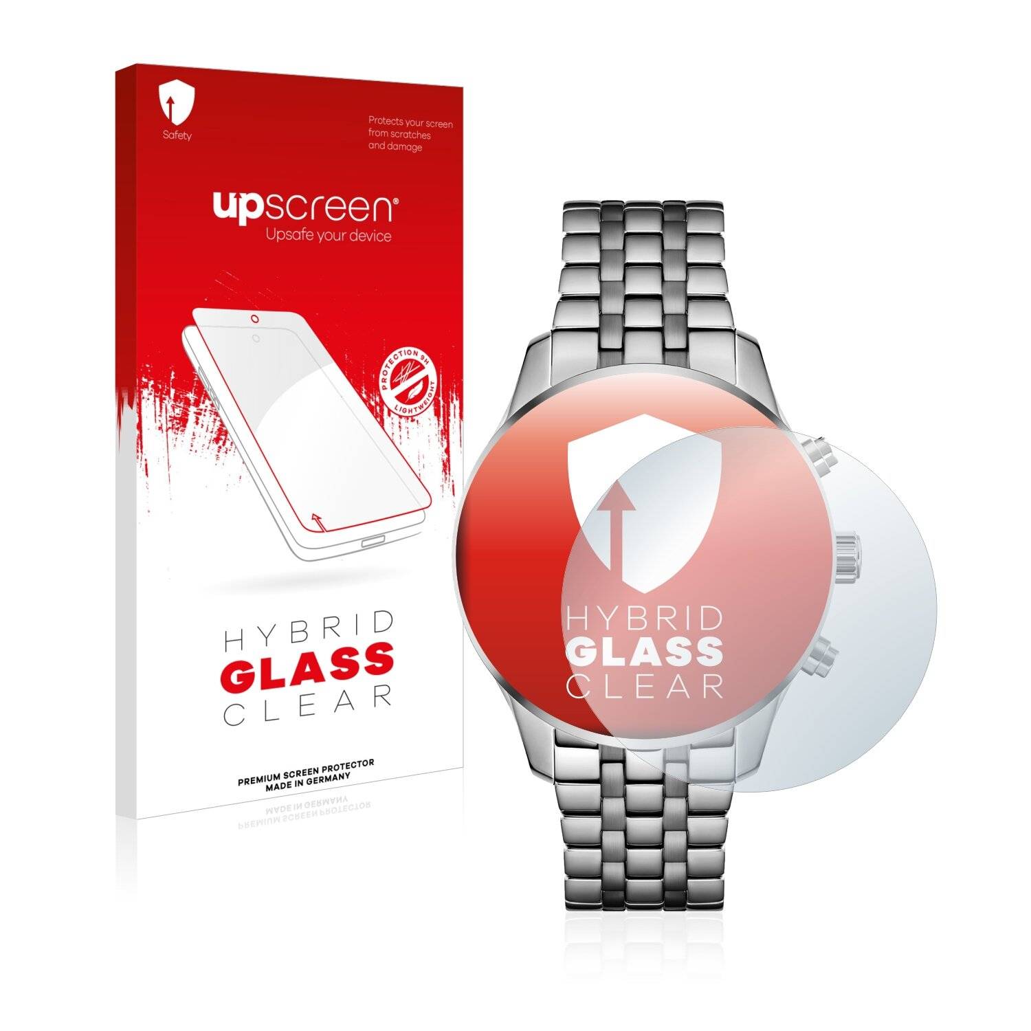 upscreen Hybrid Glass Clear Premium Schutzglas Folie für Hugo Boss Chronograph