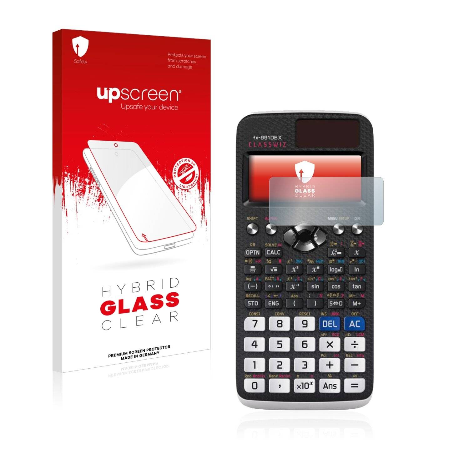 upscreen Hybrid Glass Clear Premium Schutzglas Folie für Casio FX 991DE