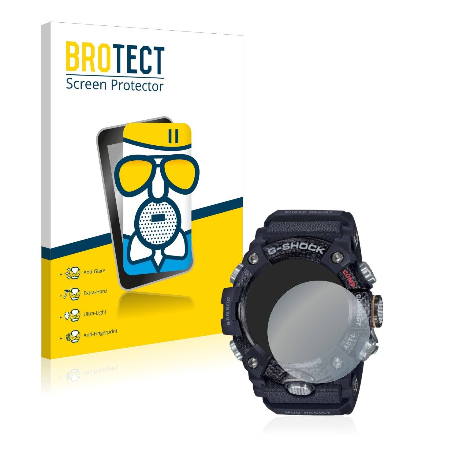 BROTECT AirGlass Flexible Schutz Glas Folie für Casio G-Shock Mudmaster GG-B100-1AER Matt Entspiegelt