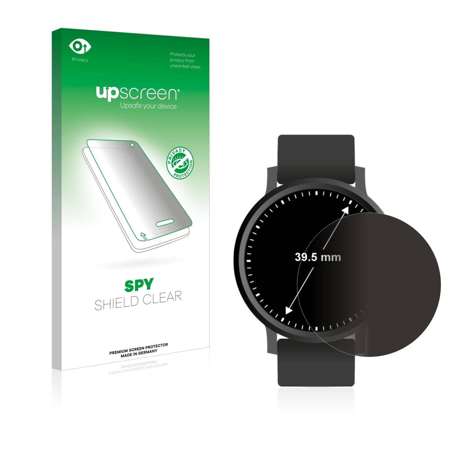 upscreen Spy Shield Clear Premium Blickschutzfolie für Armbanduhren (Kreisrund, ø: 39.5