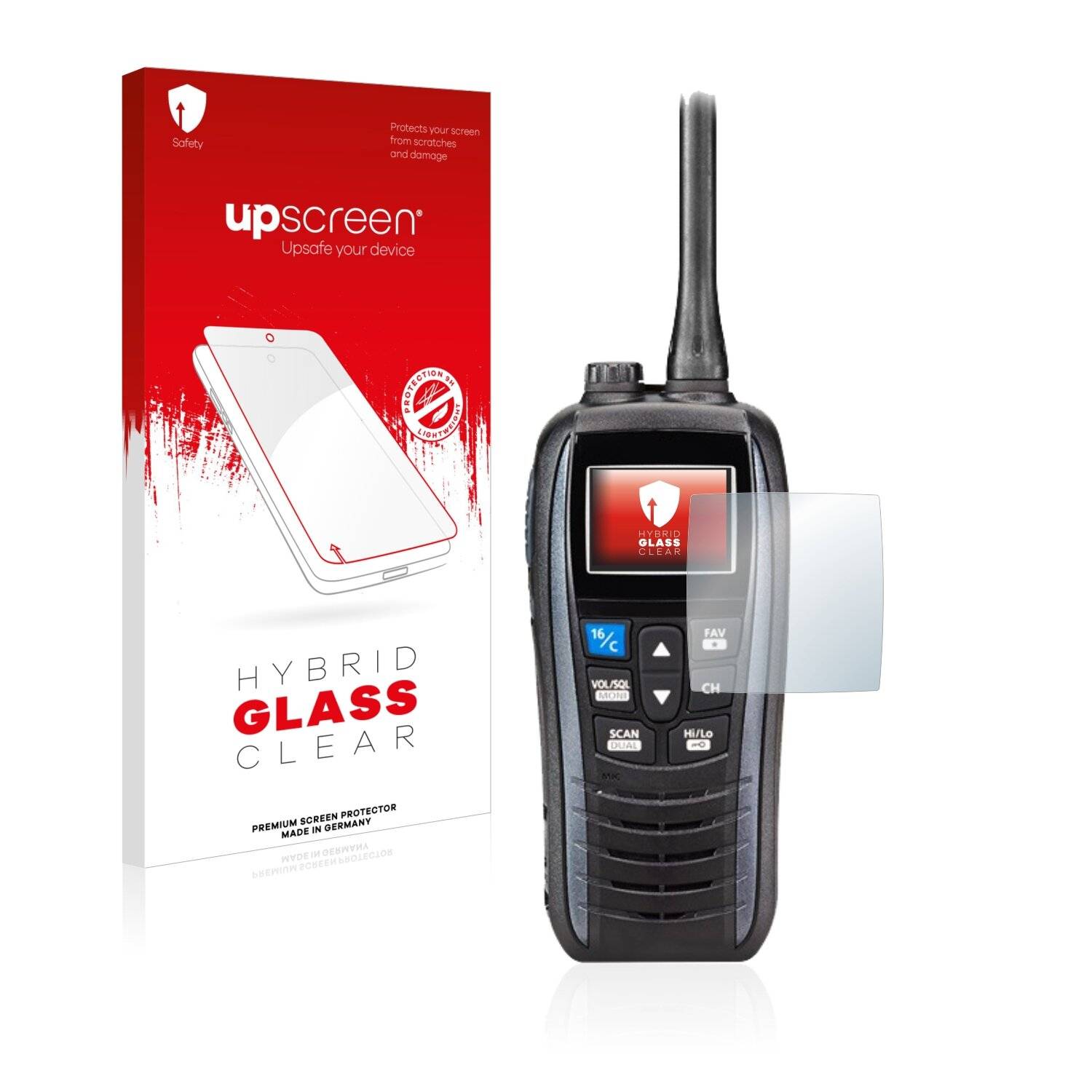 upscreen Hybrid Glass Clear Premium Schutzglas Folie für Icom