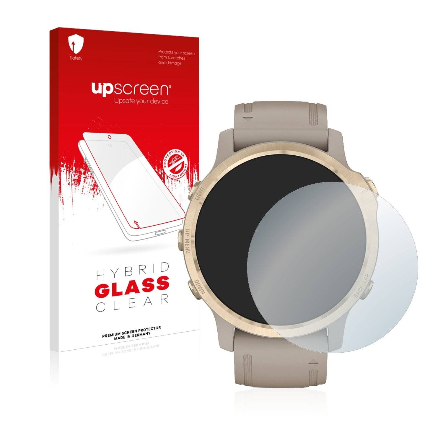 upscreen Flexible Schutz Glas Folie für Garmin Fenix 6S Pro Solar Schutzglas 9H Hybridglas Klar