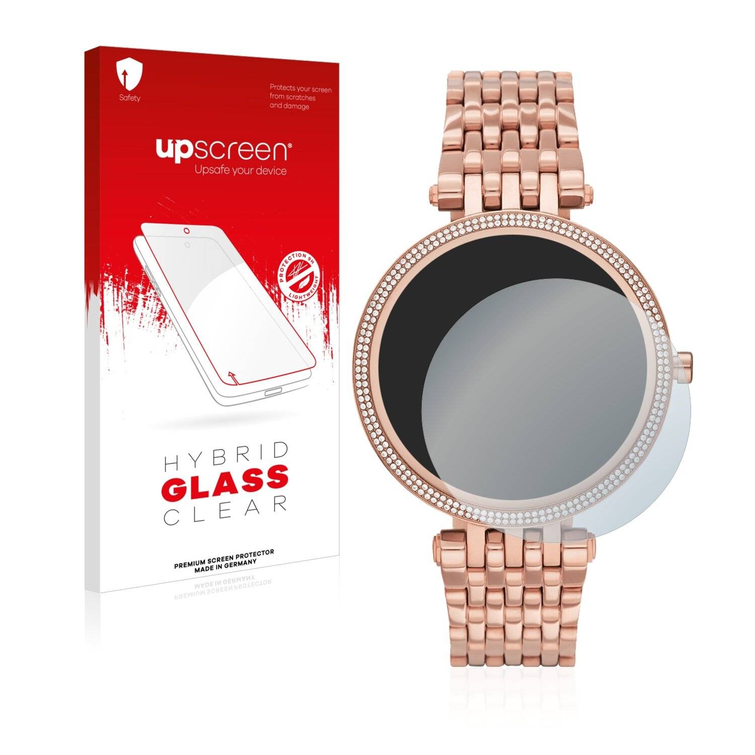 upscreen Hybrid Glass Clear Premium Schutzglas Folie für Michael Kors Access Darci Gen